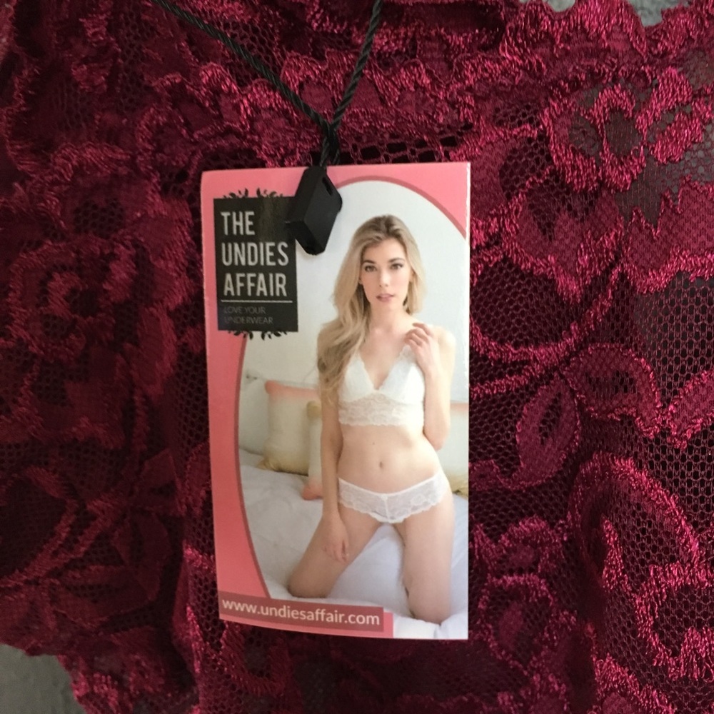 NWT Undies Affair Burgundy Bra & Panties Set